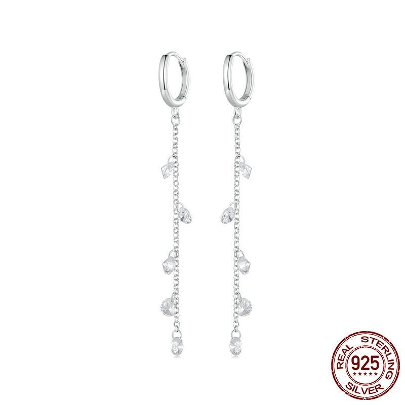 S925 Sterling Silver Long Smart Tassel Ear Clip