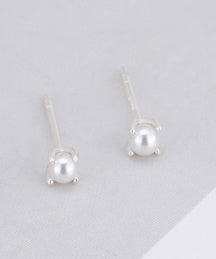 Sterling Silver Square Brushed Small Ear Studs Twin