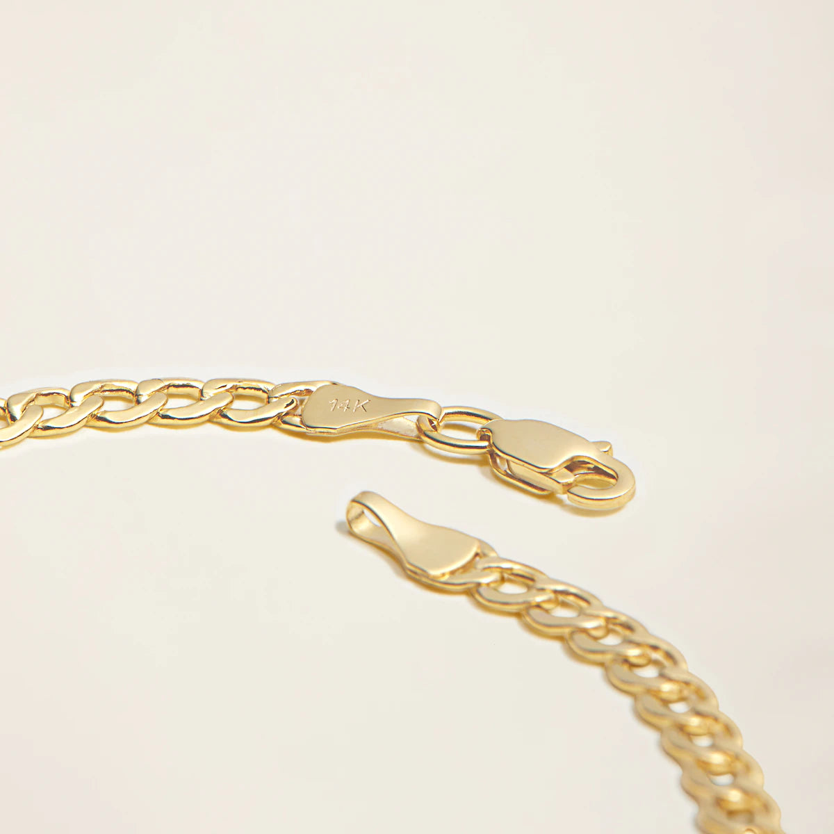 GoldeeLux 14k Solid Gold Curb Chain Bracelet
