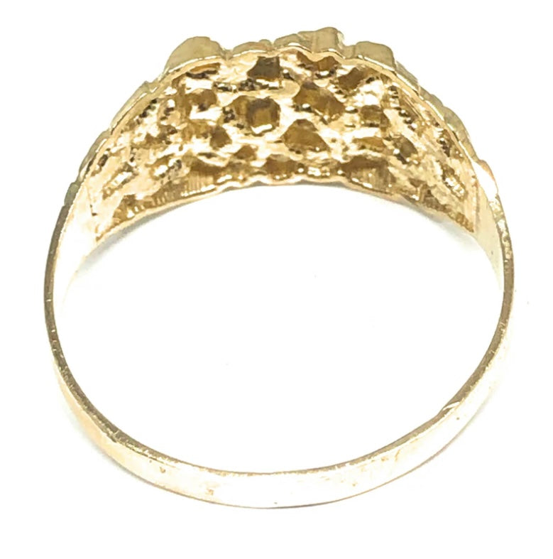 GoldeeLux 10k Solid Gold Classic Nugget Ring